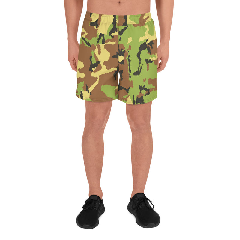 Camo Green Men's Athletic Long Shorts