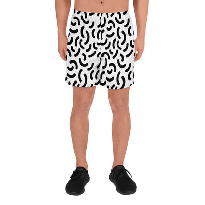 Black and White Men's Athletic Long Shorts