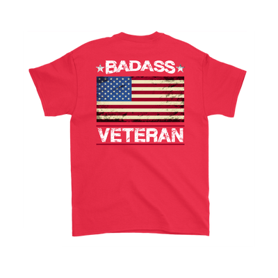 Badass Veteran Shirt (Back) - Red