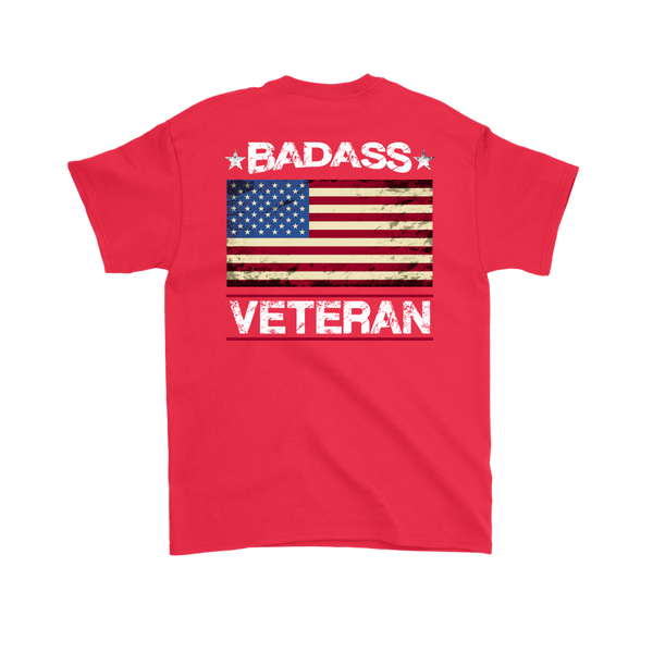 Badass Veteran Shirt (Back) - Red