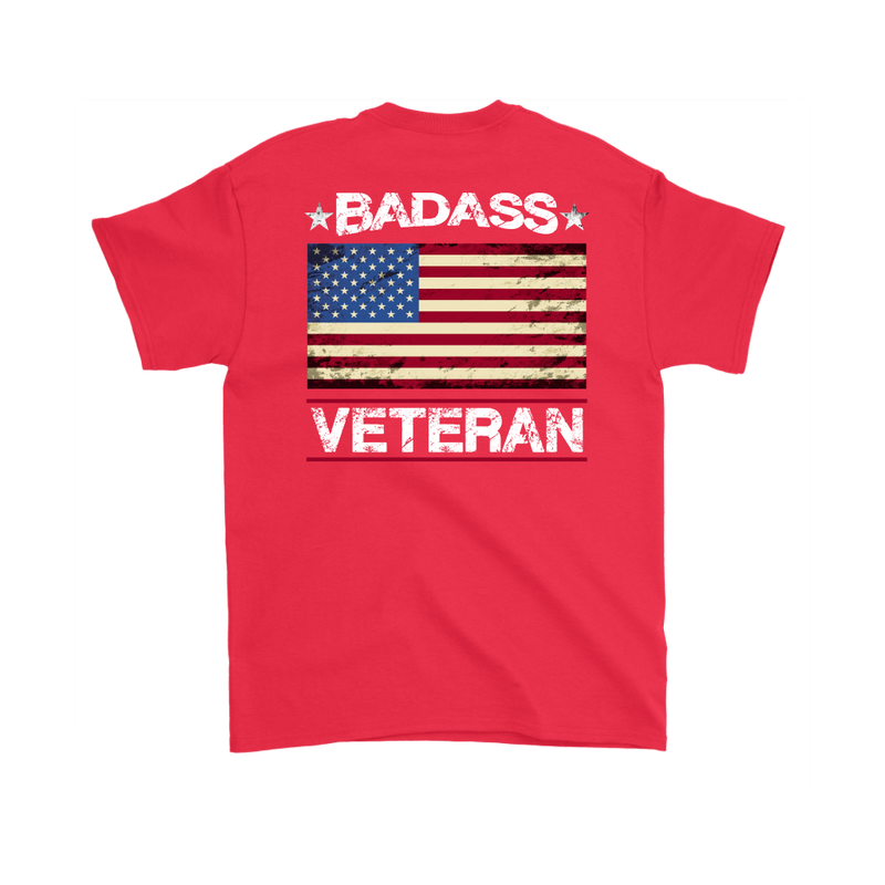Badass Veteran Shirt (Back) - Red